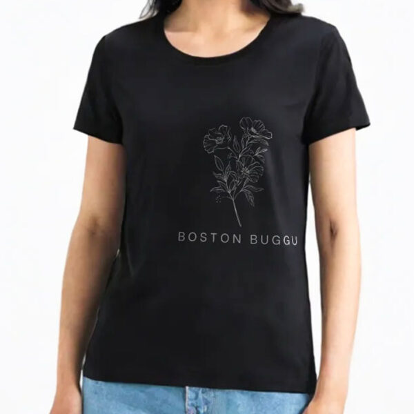 Women Luxury T-shrit Flower Design Black Colour - Image 3