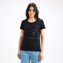 Women Luxury T-shrit Flower Design Black Colour