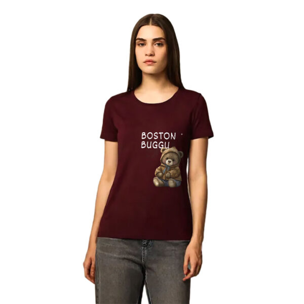 Women Luxury T-shrit Teddy Buggu Design  Maroon Colour