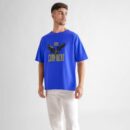 Men Oversized Drop Shoulder Eagle Design Royal Blue Colour